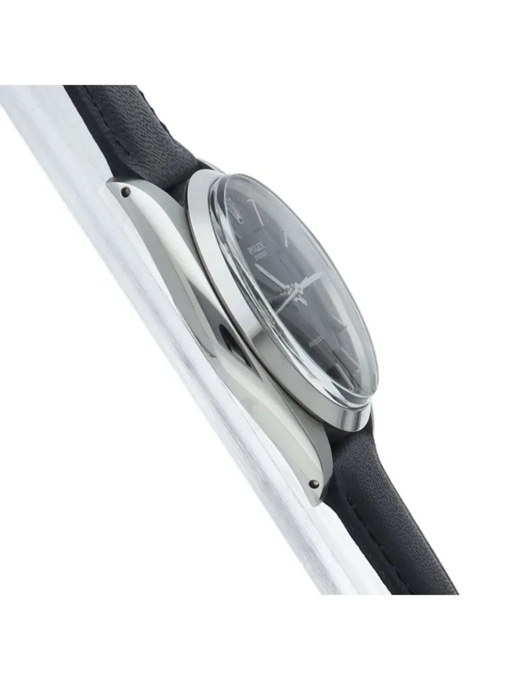 Rolex Oyster Precision Watch Manual Wind Antique SS Leather Black